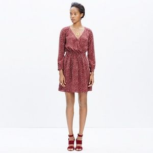 Madewell wrap front silk polka dot dress